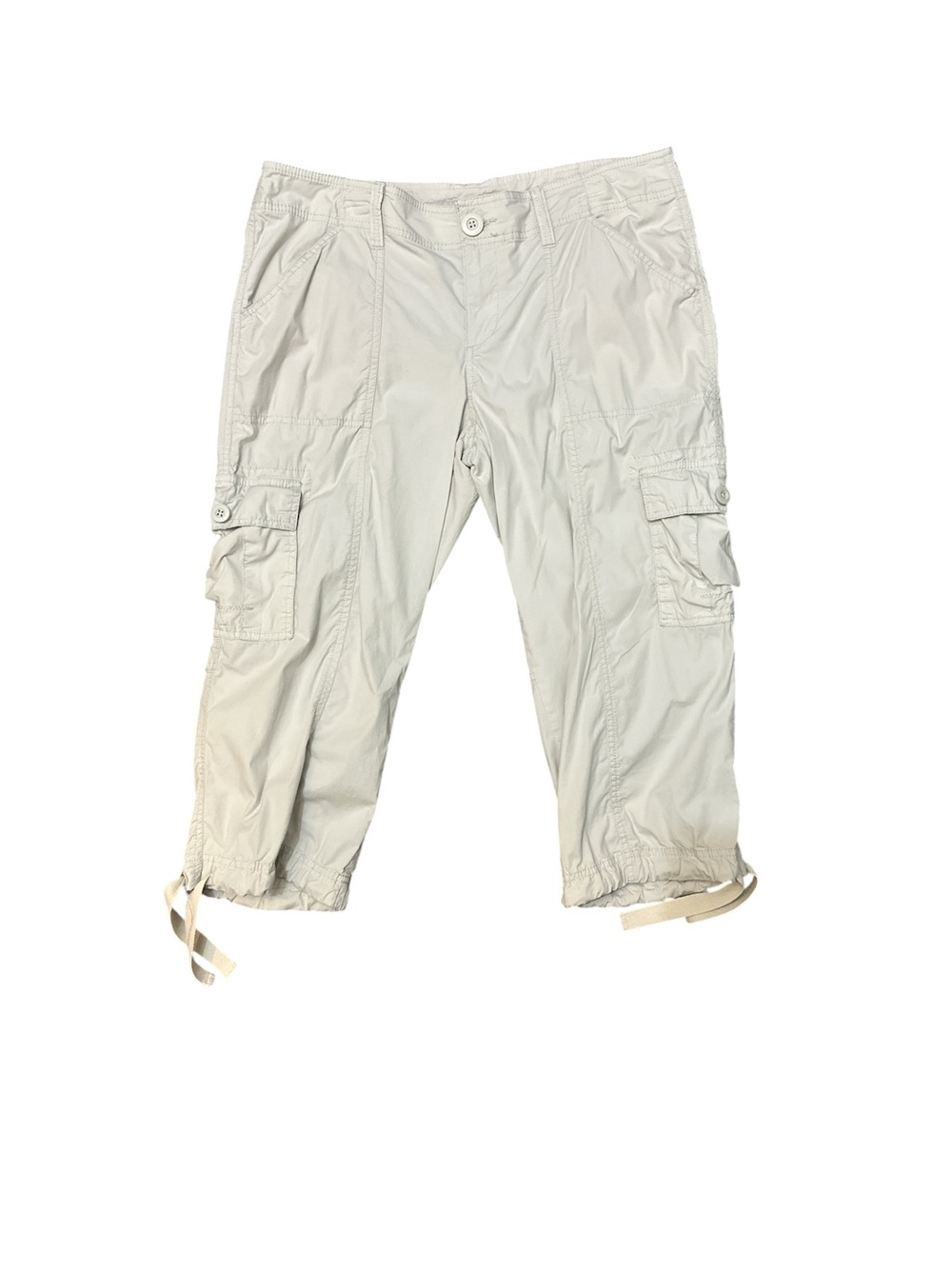 Women’s Old Navy Light Cream Cargo Cropped Pants Mid Rise size 14